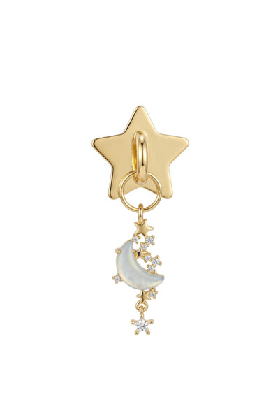 ZARİN JEWELS Ay Detaylı Sallantılı Altın Kaplama Telefon Charmı