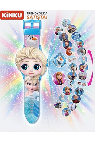 KİNKU Kız Çocuk Mavi Elsa Projeksiyonlu Saat