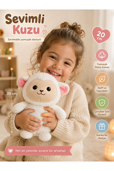 Cici Oyuncak 20 Cm Sevimli Kuzu Peluş Oyuncak Yumuşacık Uyku Arkadaşı Çocuk v...