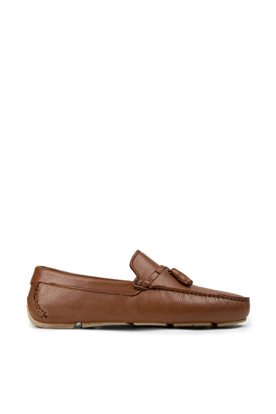 Deery Men's Genuine Leather Tan Color Tasseled Moccasins