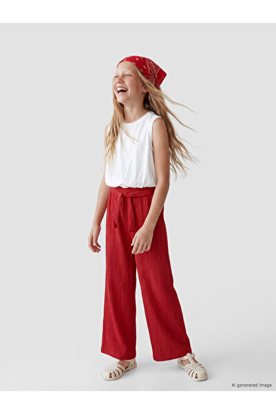 LC Waikiki Textured Wide Leg Girls' Trousers
