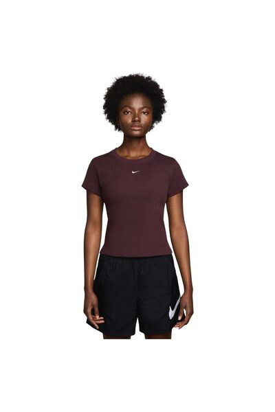 Nike Tricou sport de damă, cu mânecă scurtă, mulat, reiat, XS