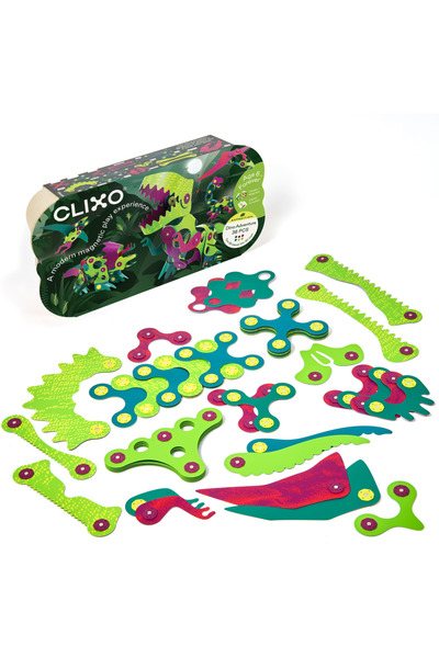 Clixo ®   Μαγνητικό σετ κατασκευών - Περιπέτεια με δεινόσαυρους (36 τεμάχια)