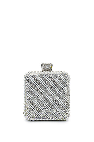 Tamer Tanca Women's Faux Leather Silver Evening Dress Bag