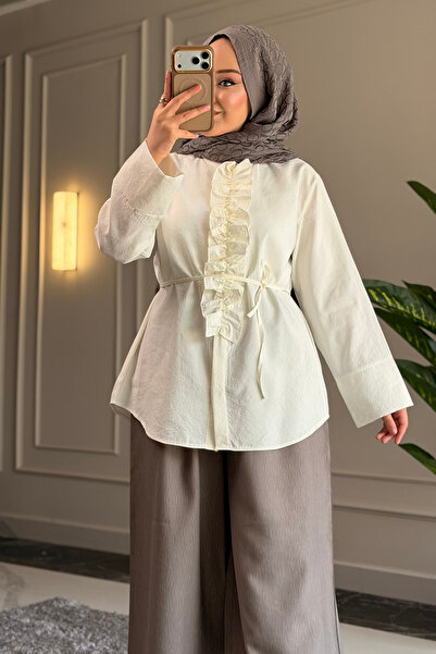 Suede Style 6535 - Cămașă de damă elegantă și confortabilă, cu detalii cu vol...