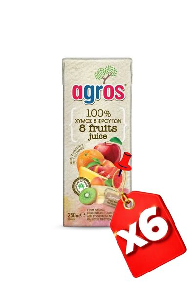 Agros 6x 8 FRUCTE MULTIVITAMINE 100% 250 ml