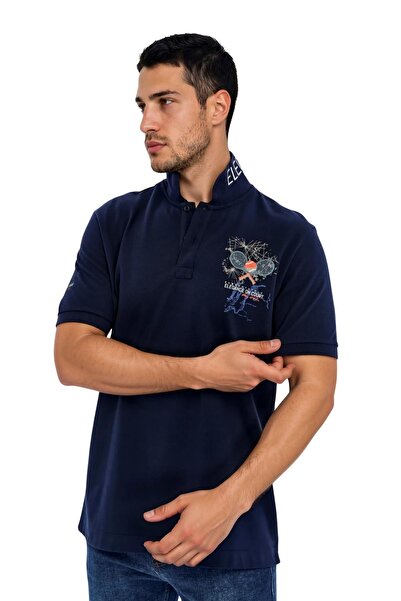 Arma Ar-Ma Men's Polo Collar T-Shirt Picture Printed Knitted Fabric Large Siz...