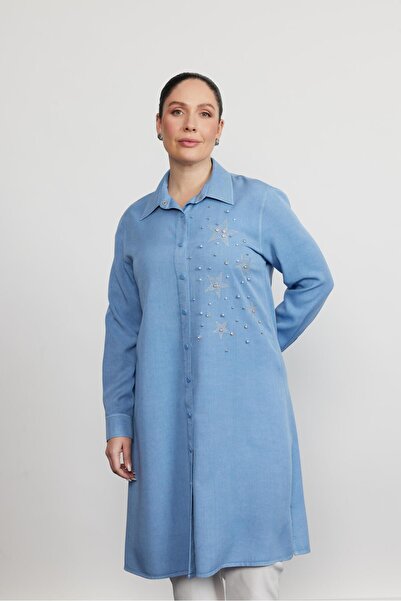 SEDNA Plus Size Stone-Embellished Tencel Tunic
