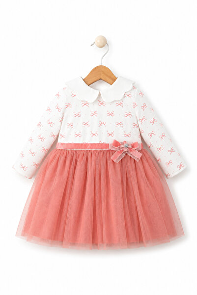 Babyhola Bow Detailed Tulle Skirt Girls' Dress 15348