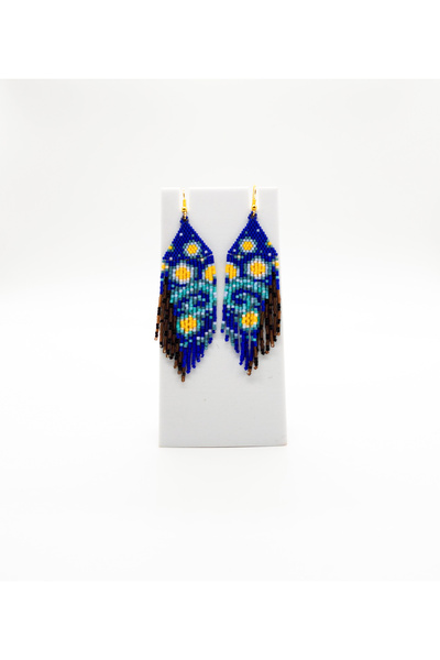 Gökotta Van Gogh Starry Night Fringed Miyuki Earrings