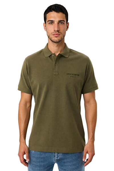 Arma Ar-Ma Men's Polo Collar T-Shirt with Text Print, Knitted Fabric, Regular...