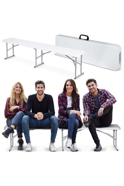 Plonos Bancă pliabilă de catering pentru grădină 180 cm albă