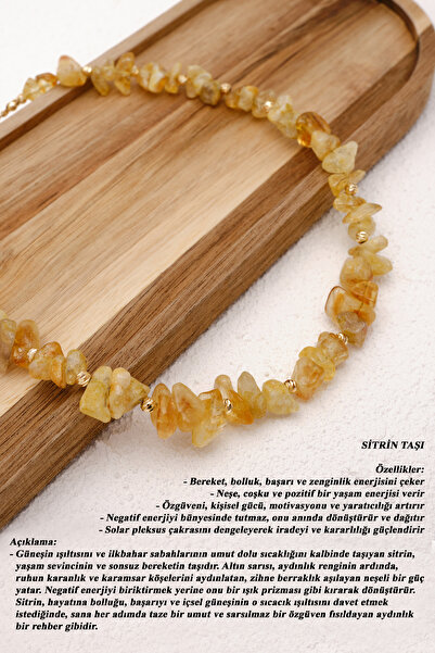 ByFlorya Jewelry قلادة من حجر السيترين الطبيعي 40 سم + 3 سم مصنوعة يدويًا حسب...