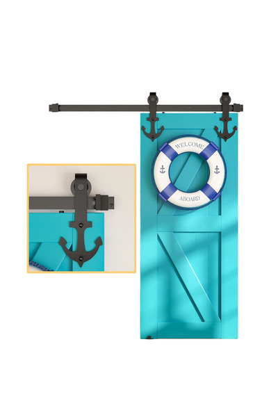 OEM Sistem uși glisante tip barn door Loft Șină Negru Set 200 cm