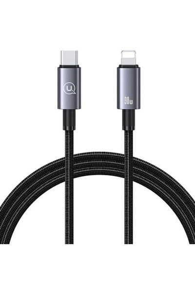 Usams Καλώδιο USB-C σε Lightning 30W Γκρι 1.2μ (US-SJ662)