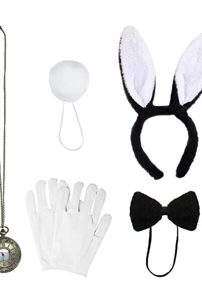 OEM Set accesorii costum iepure urechi papion manșete alb One Size
