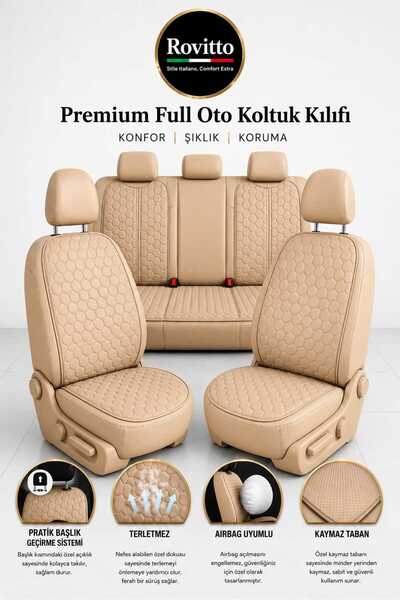 Rovitto Premium Oto Koltuk Kılıfı - Universal - FULL SET - Kolay Montaj
