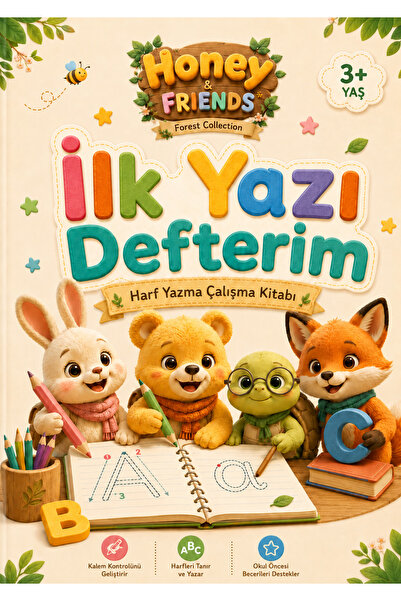 UAStudio Papelia Honey & Friends Ilk Yazı Defterim Harf Yazma Çalışma Kitabı ...