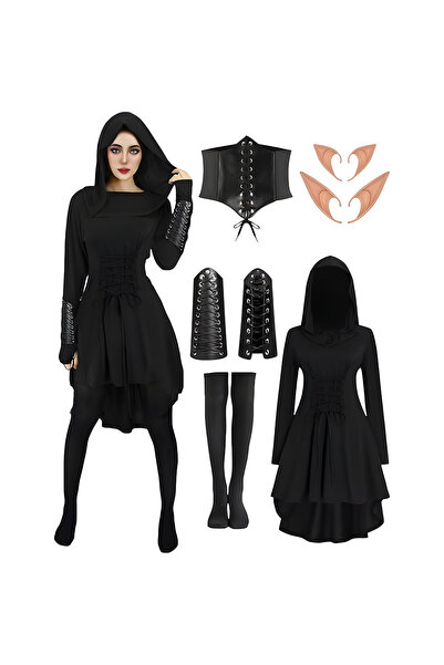 OEM Costum de damă pentru deghizare Renascentist Gotik Elf Corset Negru XXL