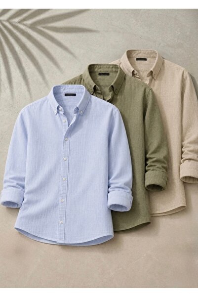 The Hench Men's Set of 3 Sofia Linen Shirts