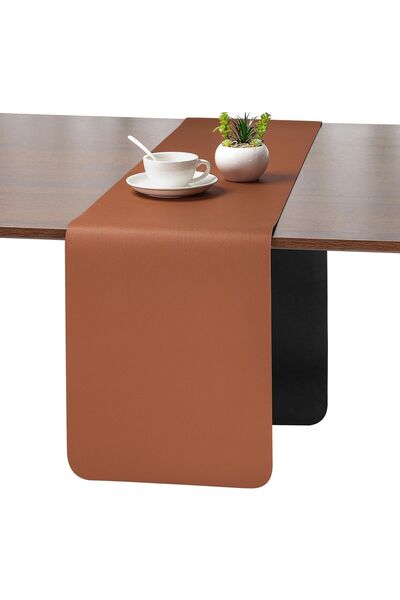 OEM Runner de masă reversibil din ecopiele, impermeabil, negru 30x180 cm