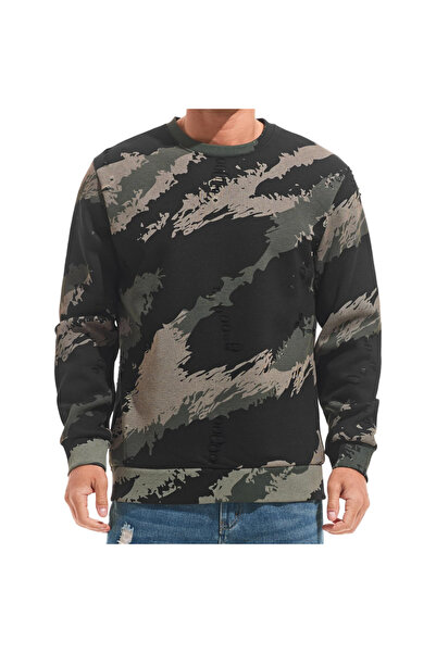 OEM Hanorac polar bărbătesc Crewneck casual, călduros, moro, camuflaj verde, XXL