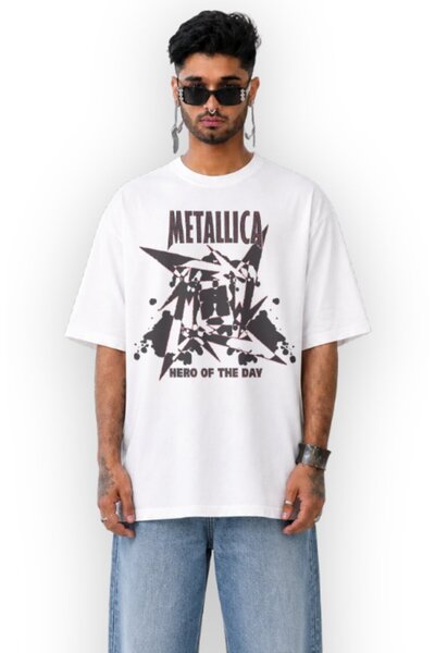 Fuddy Moda Unisex Metallica majica sa printom Hero of the Day, prevelika maji...