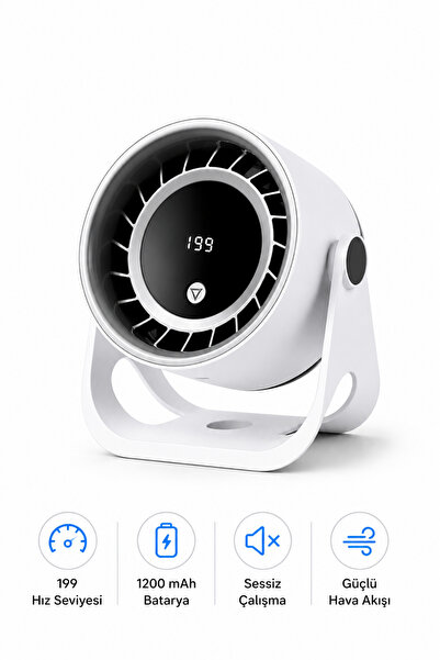 Teknodrone 199 Kademeli Şarjlı Mini Turbo Vantilatör Dijital Ekranlı Güçlü Ha...