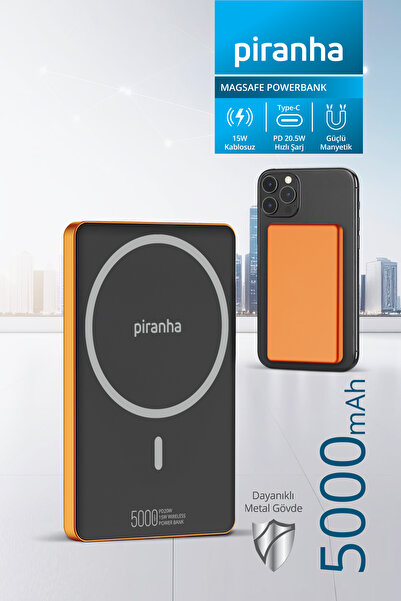 Piranha 9045-O MagSafe Powerbank 5000 mAh | 20W Hızlı Şarj 15W Kablosuz Şarj ...