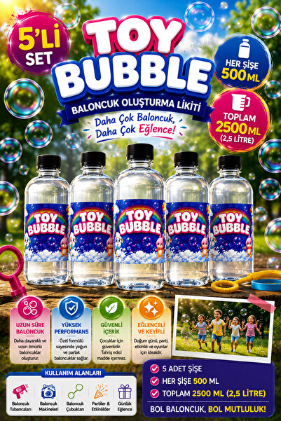 hak-iş oyuncak Toy Bubble Baloncuk Oluşturma Likiti 5'li Set – 2,5 Litre
