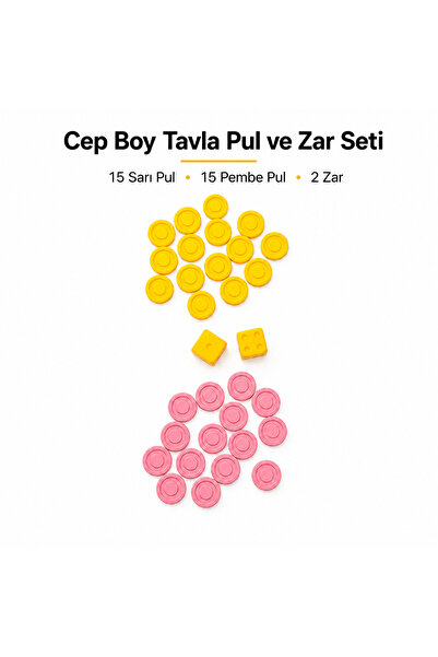 kezi Cep boy tavla pul ve zar seti