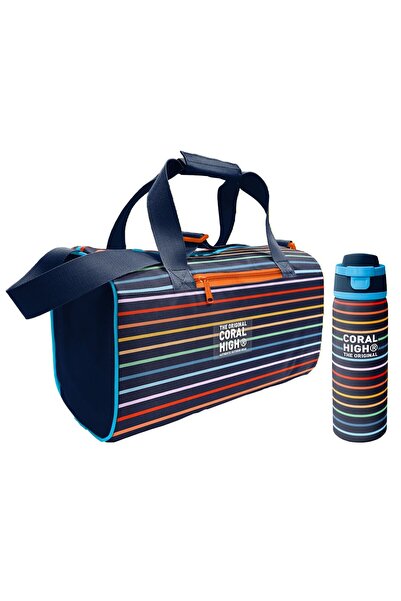 Coral High Multi-Colored Stripe Patterned Boy's Sports Bag and 800 ml Steel W...