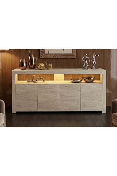 Vivense SUR LEDLİ TV ÜNİTESİ, TRAVERTEN, 164 CM