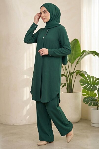TOFİSA Riz Tunik Pantolon İkili Takım Zümrüt - 2129-ZUMRUT