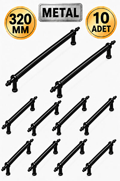 Regisan 320 MM METAL SİYAH BORU KULP DOLAP KULPU 10 ADET