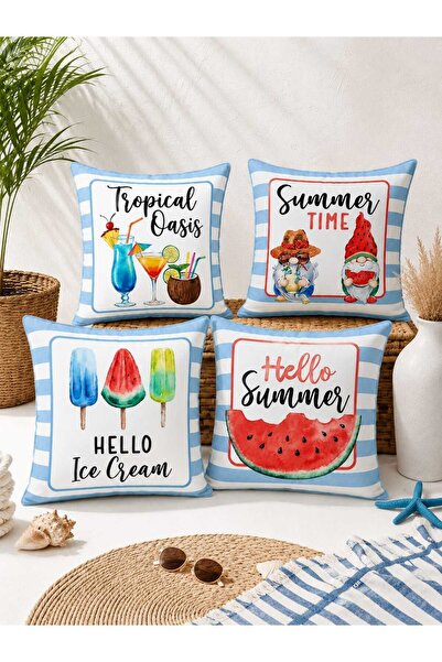 PİKKO HOME Coastal Summer 4-Piece Digital Print Polyester Bedding Set (Kr)