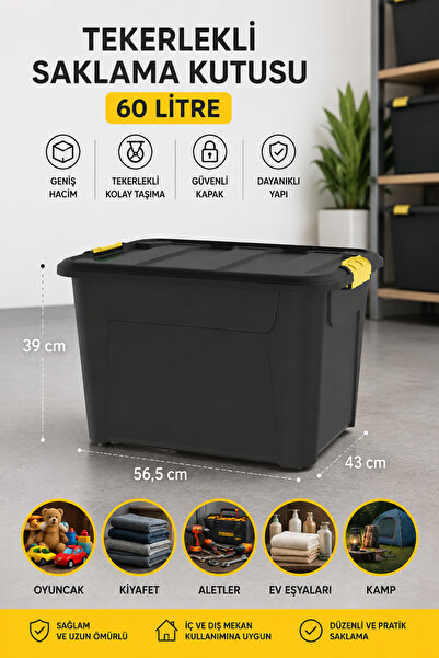 Melkan Home Kapaklı Büyük Saklama Kutusu 60 Litre – Çok Amaçlı Depolama ve Dü...