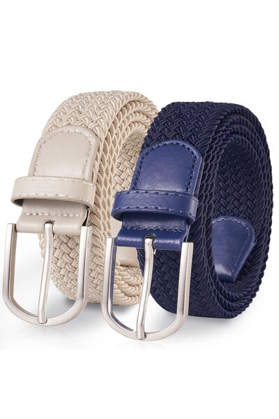OEM 2 pieces fabric belt stretch belt elastic braided belt braided and elasti...