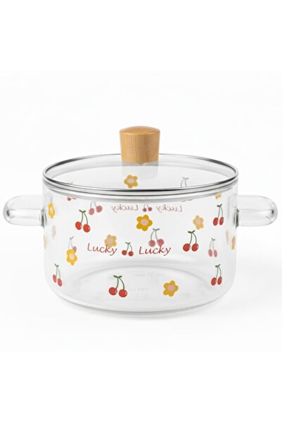 AUROV AV Oala din Sticla Borosilicata, cu Imprimeuri Cirese, Termorezistenta,...