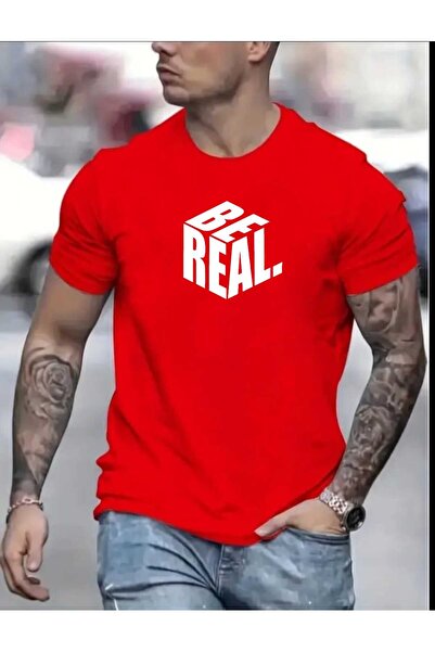 tkn your style تيشيرت قطني بتصميم طباعة Be Real للرجال