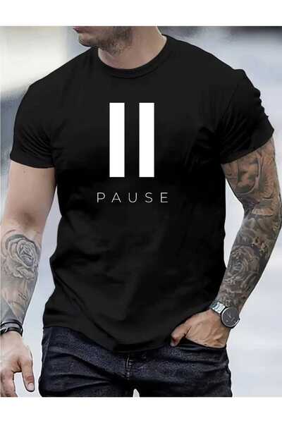 tkn your style Мъжка модерна памучна тениска с дизайн с принт  "Pause "
