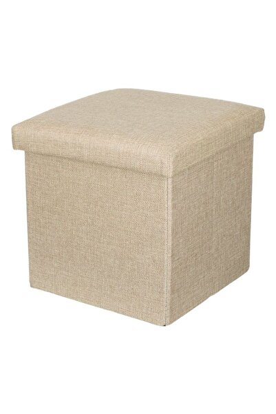 OEM Taburet bej cu spațiu de depozitare, 30x30x30 cm, pliabil, capac inclus