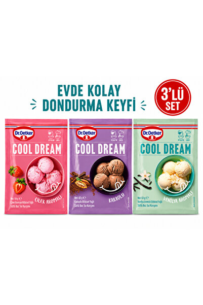 Dr. Oetker 🍨 Cool Dream 3’lü Avantaj Seti | Çilek, Kakao ve Vanilya Lezzetle...