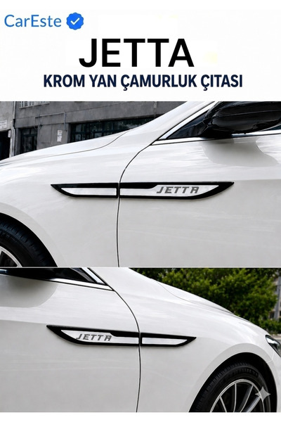 CarEste Volkswagen Jetta Paslanmaz Krom Yan Çamurluk Çıtası 4 Parça ABS Malze...