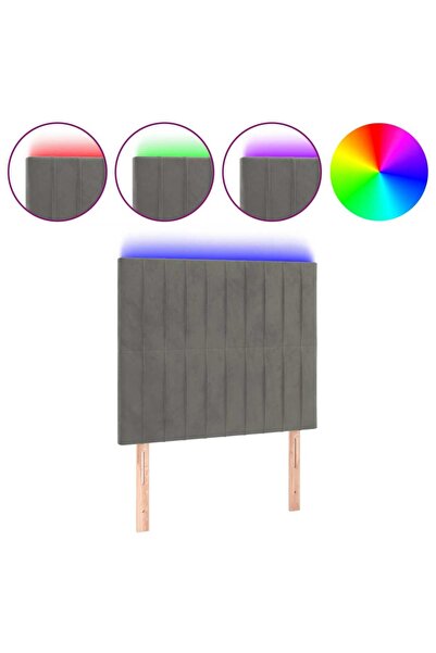 vidaxl Tăblie de pat cu LED, gri deschis, 90x5x118/128 cm, catifea