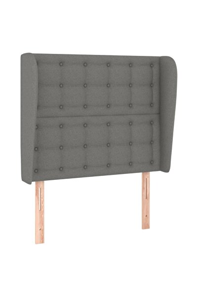 vidaxl Tăblie de pat cu aripioare gri închis 83x23x118/128 cm textil