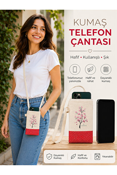 JANJAN Strap-On Phone Bag, Strap-On Wallet, Canvas Phone Bag, Waist Bag, Stra...