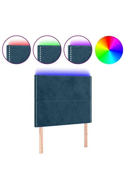 vidaxl Tăblie de pat cu LED, albastru închis, 80x5x118/128cm, catifea