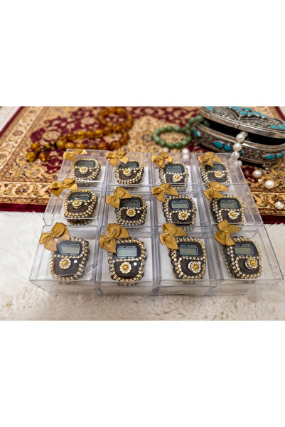 Muhtelif Bijuteri Luxury Pearl Bow Boxed Digital Zikirmatik Gift Set of 12
