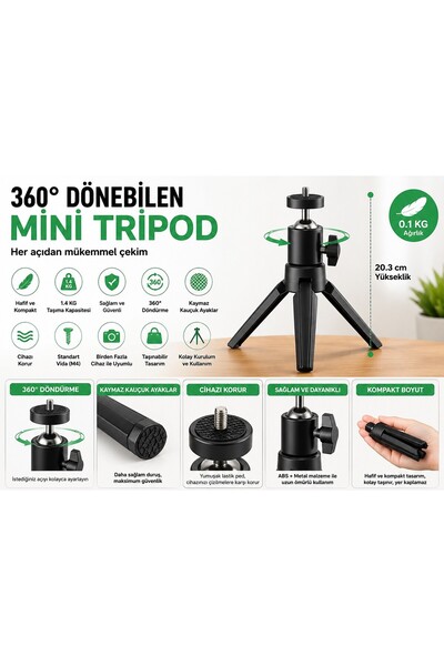 ROXİVA Mini Projector Tripod - 360 °   Portable Projector Stand with Metal Ro...